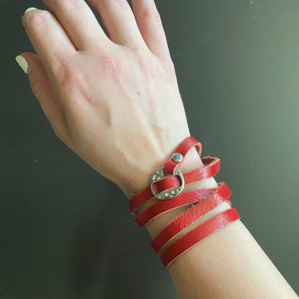 Red Leather Wrap Bracelet